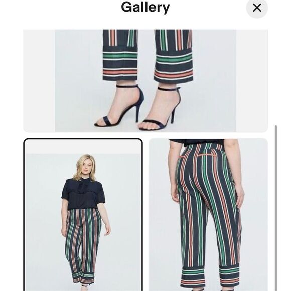Eloquii Opposing Stripe Cuff Ankle Pants sz 18 NWT - Picture 1 of 8